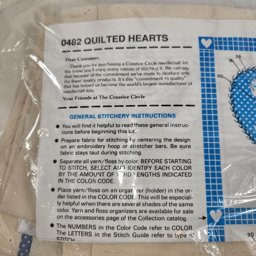 Vintage 1988 The Creative Circle Quilted Hearts Kit #0482 Sealed New Granny - Picture 4 of 7