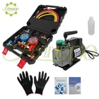 Air Vacuum Pump MANIFOLD GAUGE Set HVAC AC Refrigerant Kit 1/3HP 4CFM