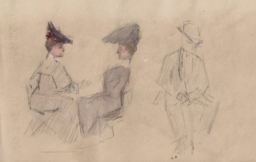 Persone Panchina Parco Bench Mode Fashion Cappello Drawing Disegno Dessin 1900 - 第 2/2 張圖片