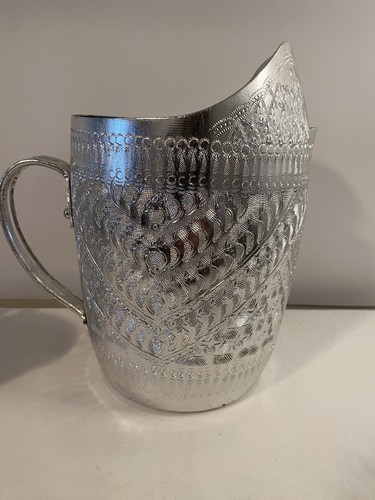 Aluminum Water Pitcher Thiland Pattern 2 Cups KEEPS Drinks Cold Longer - Picture 5 of 9