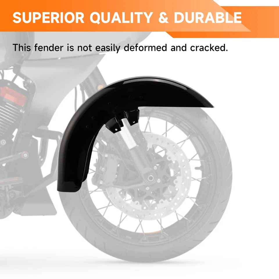 Vivid Black Front Fender Fit For Harley Touring Electra Glide Road King 1989-13 Foto 4 de 4