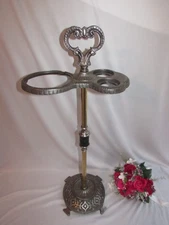VTG CAST METAL FLOOR STANDING CIGAR CIGARETTE ASHTRAY FOOTED BASE  27” PRISTINE