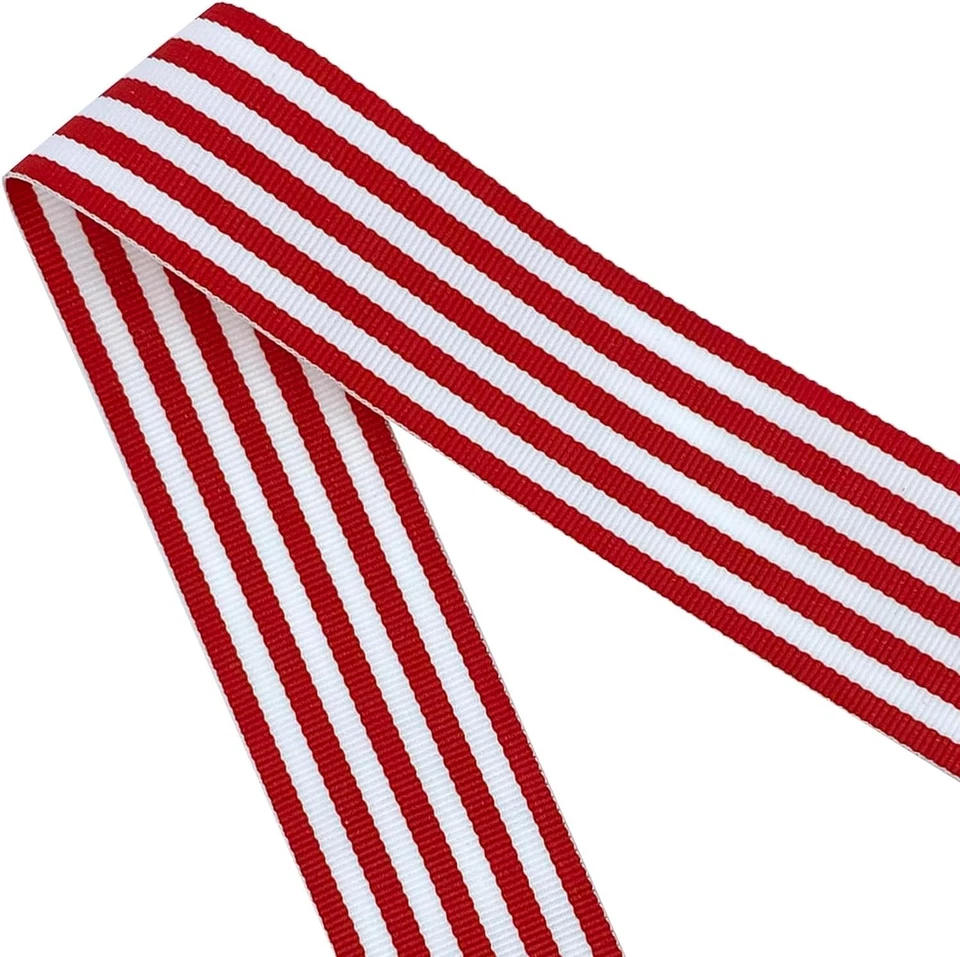 Cinta Decorativa de Poliéster Grosgrain a Rayas Roja 20 Yardas 1.5" Foto 3 de 4
