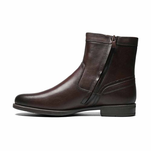 Florsheim Midtown Brown Smooth Leather Side Zipper Dress Boot (USA Men Size) - Picture 3 of 7