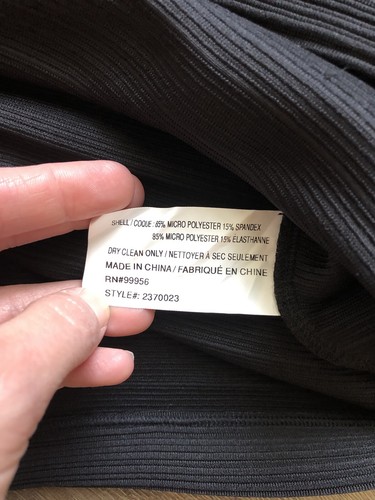 Shoshanna black ribbed dress size 4 bell ruffle sleeve designer cocktail stretch - Picture 5 of 10