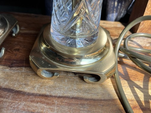 Pair Of Vintage Glass and Brass Table Lamps - Neoclassical Style - Picture 6 of 8