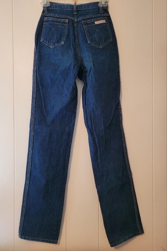 Vintage CALVIN KLEIN 80s BLUE DENIM JEANS Womens SIZE 5 Straight Leg High Rise - Picture 9 of 10
