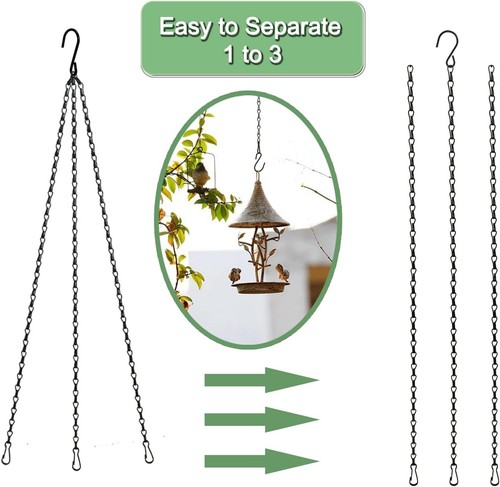 Hanging Basket Chain 23 Inch 3 Plant Pot Replacement BLK/ WHT - Picture 6 of 6