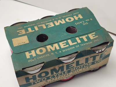 #ad Vintage HOMELITE Oil Can 6 Pack Carrier 8 Oz USA Full NOS 6 CANS RARE #1 C $125.00