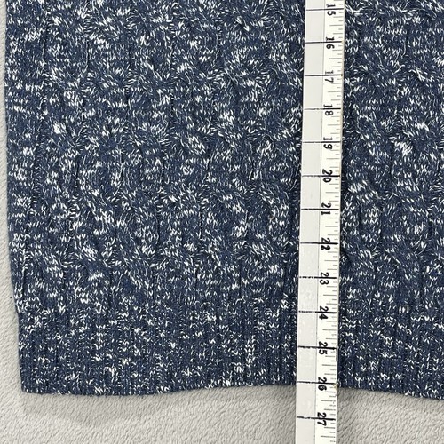 Suéter de Lana de Cordero Toscano Firenze Para Hombre Grande Azul - Blanco Tejido con Cable 1/4 Botón - Imagen 10 de 19