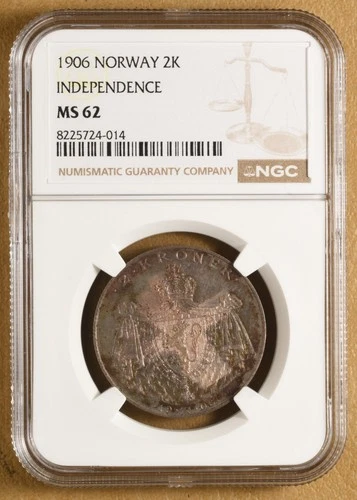 1906 Norway 2 Kroner NGC MS62