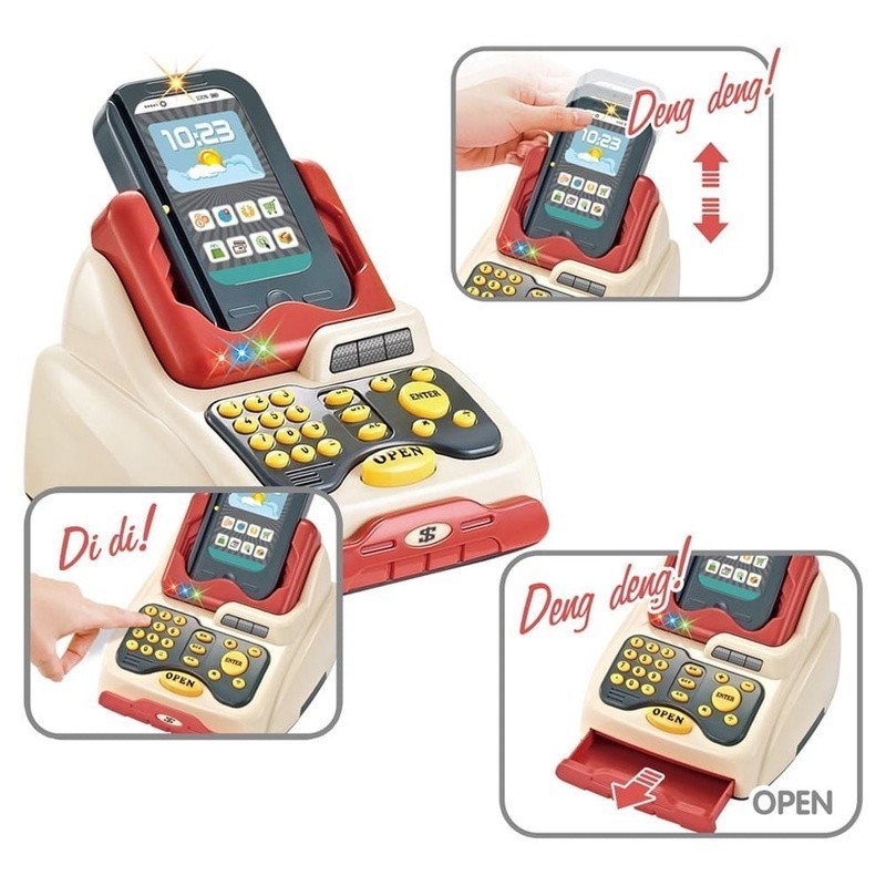 как выглядит Supermarket Play Set W/ Shopping Cart Grocery Cash Register Toy Kids 3-7 Plastic фото