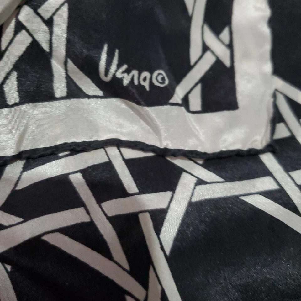 Bufanda VERA 100% Seda Vintage Años 70 BLANCO Y NEGRO Tejido Minimalista Rectángulo 50x10 Foto 4 de 4