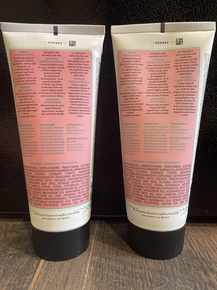 Lot of 2 Korres PURE GREEK Verbena BODY CREAM Lotion 6.76 oz - Image 2 of 2