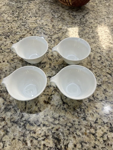 Set of 4 Vintage Corelle Winter Frost White Hook Handle Coffee Mugs Tea Cups