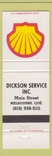 Matchbook Cover - Shell oil gas Dickson Melbourne QC
