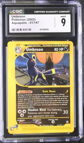 CGC 9 MINT Umbreon 2003 Aquapolis 41/147 Pokemon Card