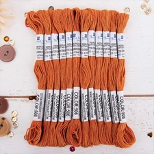 12 Skeins Premium Egyptian Long Fiber Cotton Embroidery Floss | Golden Brown ...