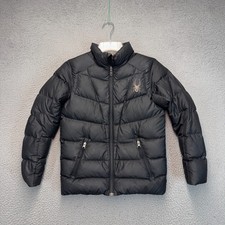 Spyder Puffer Jacket Boys Large Black Down Softshell Outdoor Snowboard Hiking