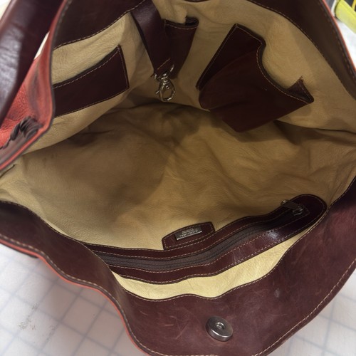 Vintage Y2K Amankai Lined Red Shoulder Leather Hobo Bag - Picture 9 of 10