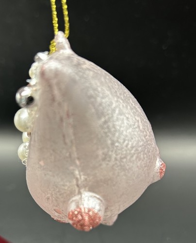 Pink Bejeweled Seashell Glitter Blown Glass Christmas Ornament Unbranded 3.5”H - Picture 4 of 11