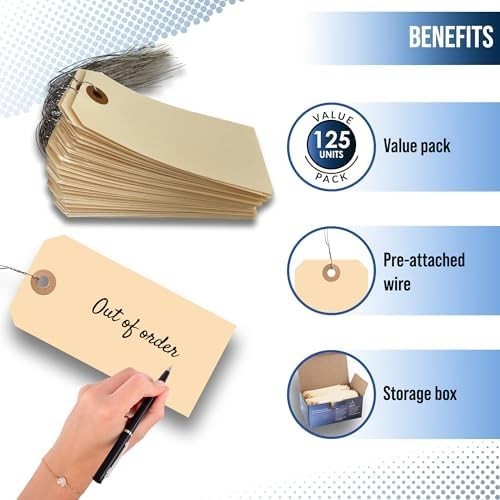 125 Stück Hängeetiketten Etiketten mit verstärkter Öse mit Drahtkarton für - Bild 4 von 8
