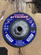 United Abrasives 76208 4-1/2x5/8”  Ovation Attacker HD Flap Disc 60 Grit 10 pack