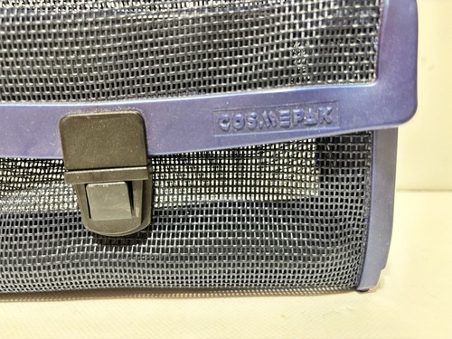 Vtg Cosmepak Makeup Bag Clutch Purse 70/80’s Cosmetic Travel Blue Mesh Prop - Picture 2 of 9