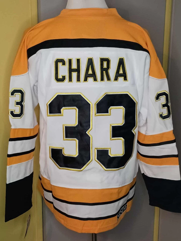 Camiseta deportiva Zdeno Chara Boston Bruins blanca y dorada "1968-1974 retroceso" CCM NHL Foto 2 de 2