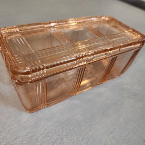 Vintage Atlas Pink Criss Cross Lidded Refrigerator Dish 8.5" By 4" - Picture 7 of 10