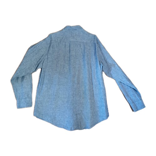 Banana Republic Hemd Herren L Blau Leinen Chambray Langarm Knopf Preppy Clean - Bild 11 von 13