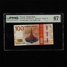 2016 Norway Norges Bank 100 Kroner Pick#54a PMG 67 EPQ Superb Gem UNC 05