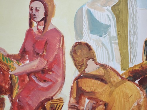 Gemälde Aquarell Menschen Festgirlande Edvard Frank Signiert 1938 Nachlass - Picture 5 of 12