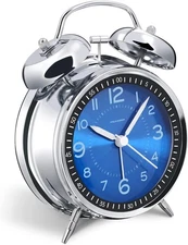 Peakeep Loud Alarm Clock for Heavy Sleepers Adults, Metal 4.5 Jewel Blue 