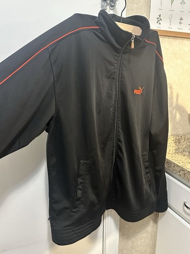 Vtg 2000s Y2K Puma Track Jacket Mens Large Black Red Stripe Zip Up - Picture 3 of 15