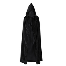 Zando Womens Halloween Hooded Cloak Black Cape with Hood Vampire Cape Costume M