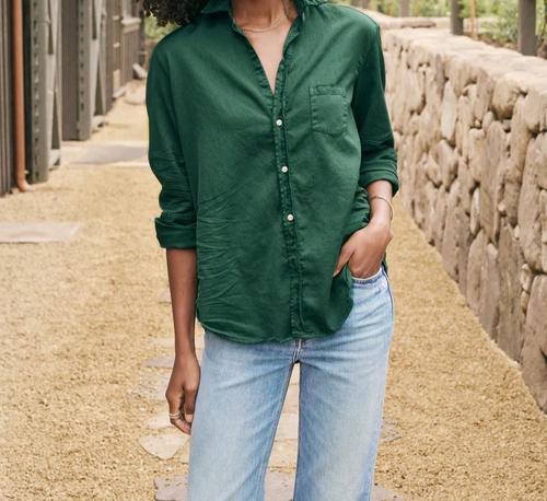 Frank & Eileen Famous Denim Button Front Shirt Emerald Green XL NWOT - Picture 2 of 13
