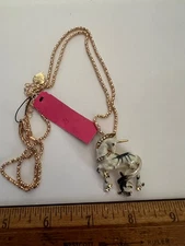 NEW BETSEY JOHNSON WHITE UNICORN BROOCH/PENDANT WITH CHAIN