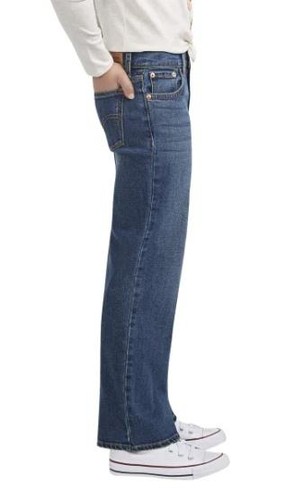 Levi's Girls Boys Jeans Dark Blue Denim Wide Leg Stretch Midrise 5-Pockets - Picture 2 of 8