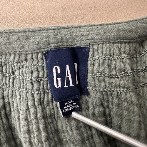 Gap Gauze Tiered Dress Womens XXL Jade Green Short Sleeve Pockets Crinkled - Picture 10 of 12