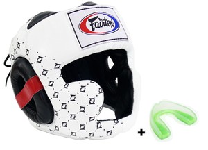 Fairtex-White-HG10-Head-Guard-Muay-Thai-Boxing-Sparring-Head-Gear-w-Mouthguard