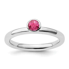SS Stackable Expressions High 4mm Round Pink Tourmaline Ring QSK467