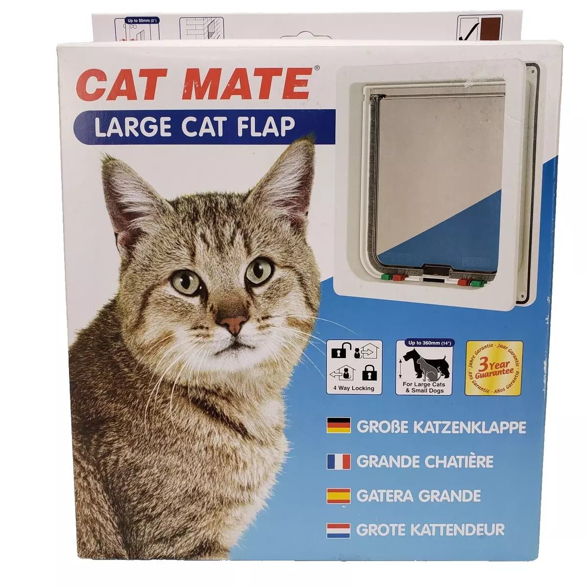 Cat Mate 4-Way Large Locking Cat Door with Magnetic Catch and Rigid Flap -  White