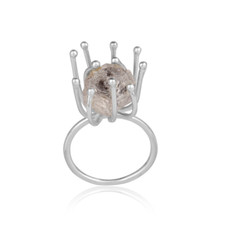 Raw Herkimer Diamond Spike Ring Solid 925 Silver Healing Raw Crystal Ring