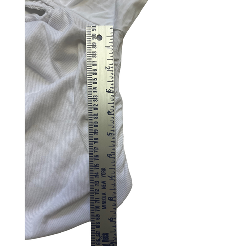 ZARA Women’s White Ribbed Short Puffed Sleeve Ruched Sides Crop Top Sz Large NWT - Picture 4 of 16