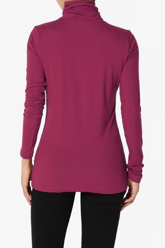 TheMogan S~3X Essential Soft Jersey Ruched Turtle Neck Long Sleeve Slim Fit Top - Picture 244 of 248
