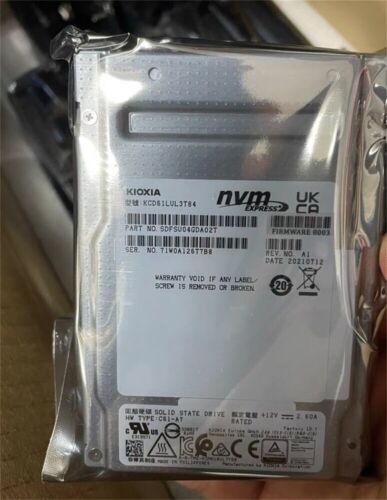 Kioxia (Toshiba) CD6 3.84TB U.2 SSD 2.5" KCD61LUL3T84 NVME Solid State Drive - Picture 2 of 5