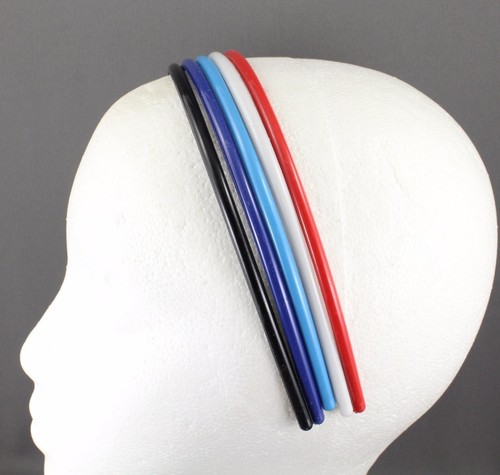set pack of 5 headband plastic thin skinny narrow grip teeth Black Blue Red Aqua - 第 1/4 張圖片