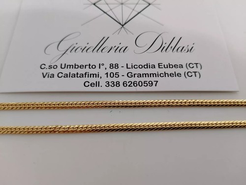 COLLANA ORO GIALLO 18 Kt 750% Donna COLLIER Maglia Catena SERPENTINA Girocollo - 第 5/11 張圖片