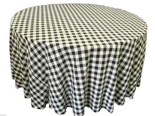 5 tovaglie rotonde 120 pollici a scacchi Buffalo Gingham poliestere made in USA - Foto 3 di 5